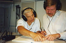 Conductor Vladimir Ashkenazy and producer Seppo Siirala at a recording session in Berlin in 1998